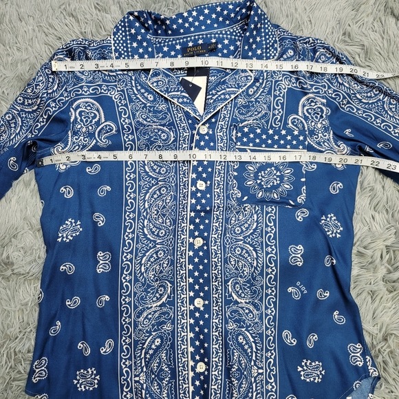 Polo Ralph Lauren Paisley print oversized shirt blue color size M - Picture 9 of 15